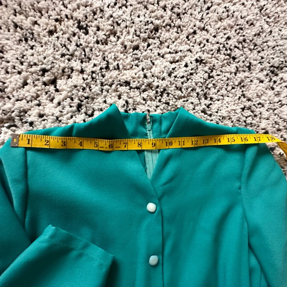 Vintage Teal Belted Midi Dress - Picture 9 of 12